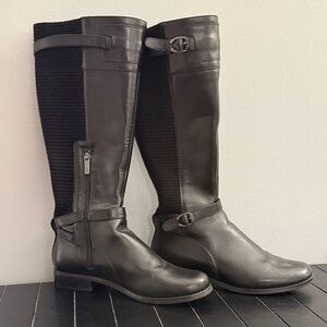 Aetrex Chelsea Black Leather Riding Boots 8 Wide